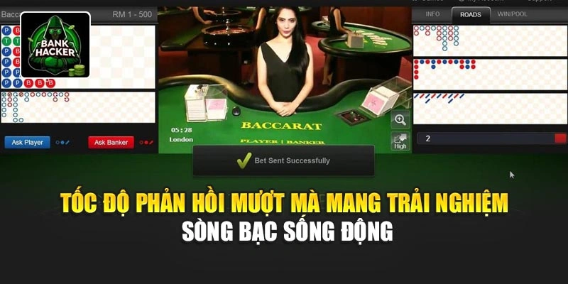 Tốc độ phản hồi mượt mà mang trải nghiệm sòng bạc sống động
